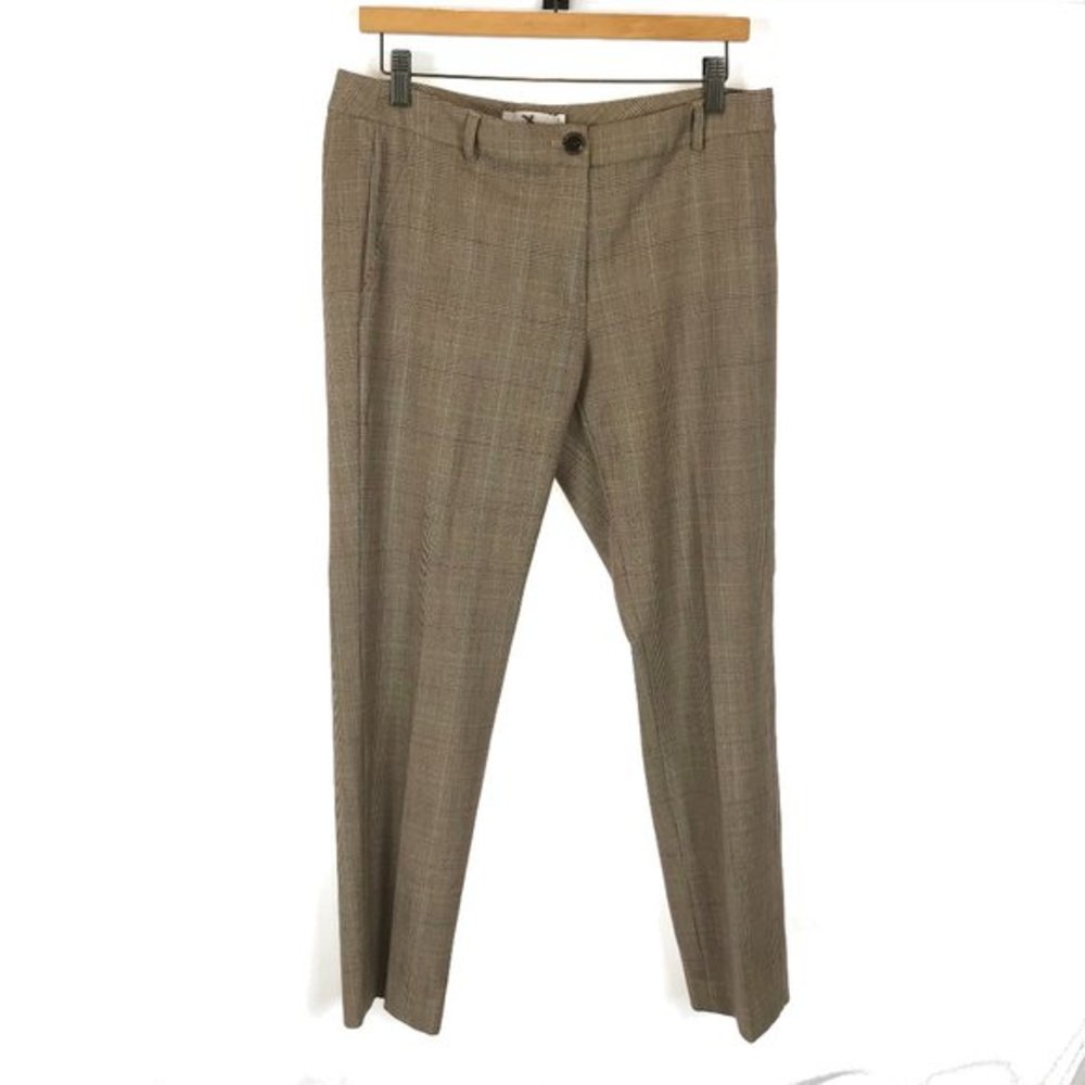 Womens Size 10 LL Bean Beige Signature Plaid Stretch Wool Trouser Pants